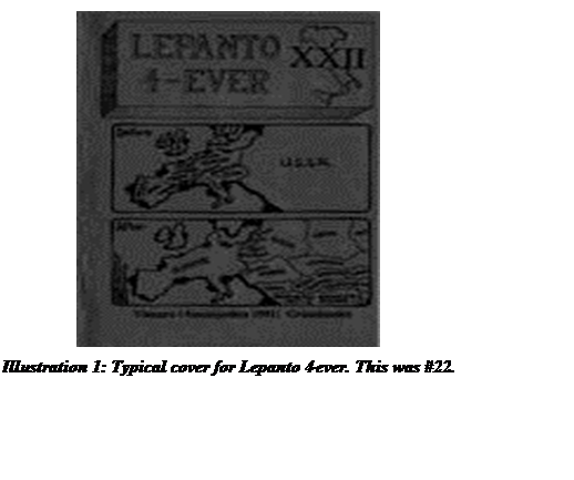 Text Box:  
Illustration 1: Typical cover for Lepanto 4-ever. This was #22.
